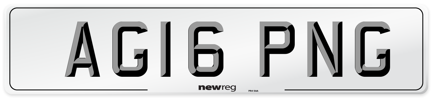 AG16 PNG Number Plate from New Reg
